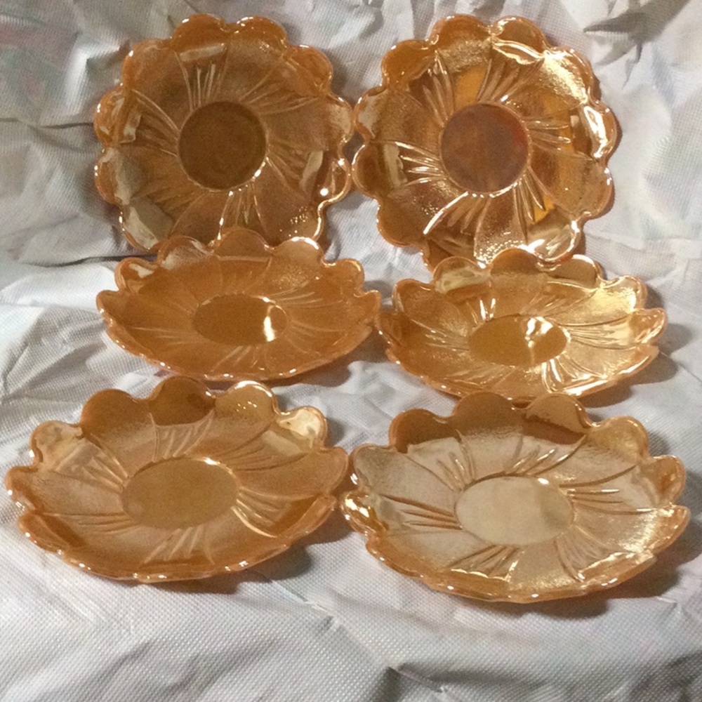 Vintage Peach Luster Milk Glass Dessert Plates (set of 6)